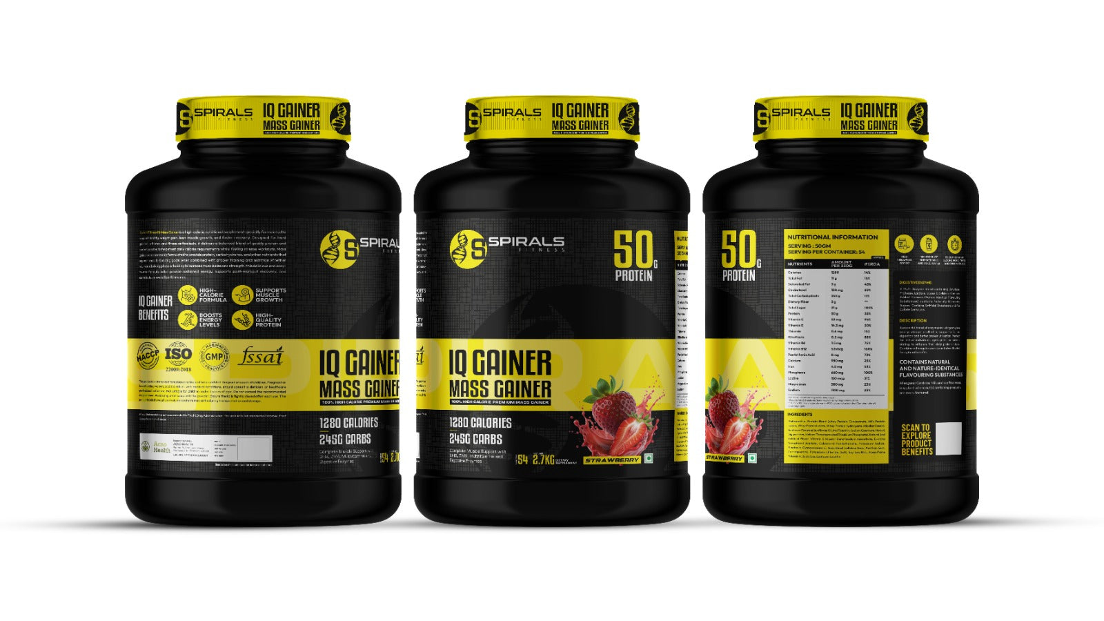 Spirals Fitness IQ Gainer Mass Gainer – Strawberry