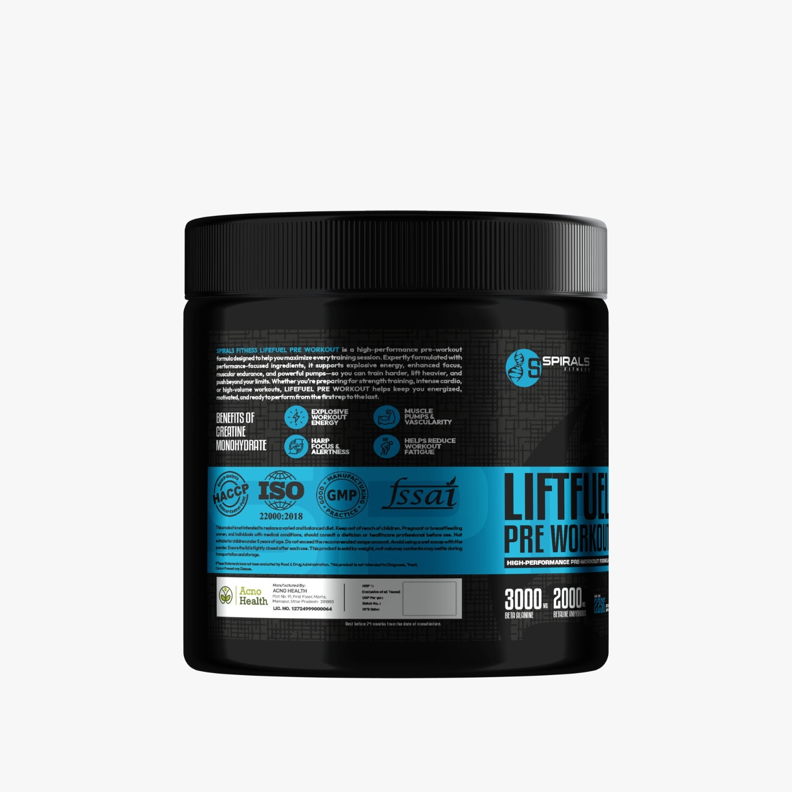 Spirals Fitness LIFTFUEL Pre Workout – Orange 225g