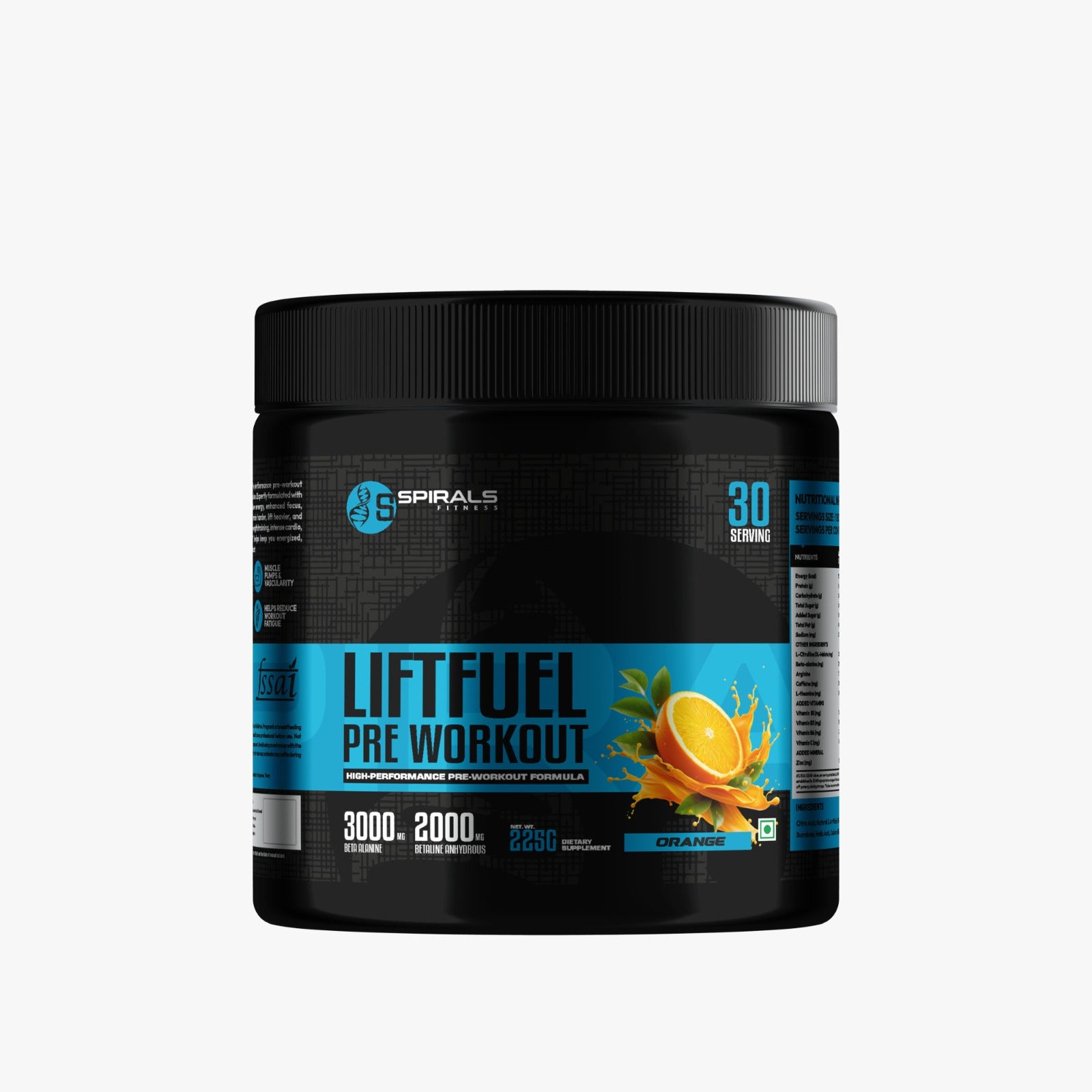 Spirals Fitness LIFTFUEL Pre Workout – Orange 225g