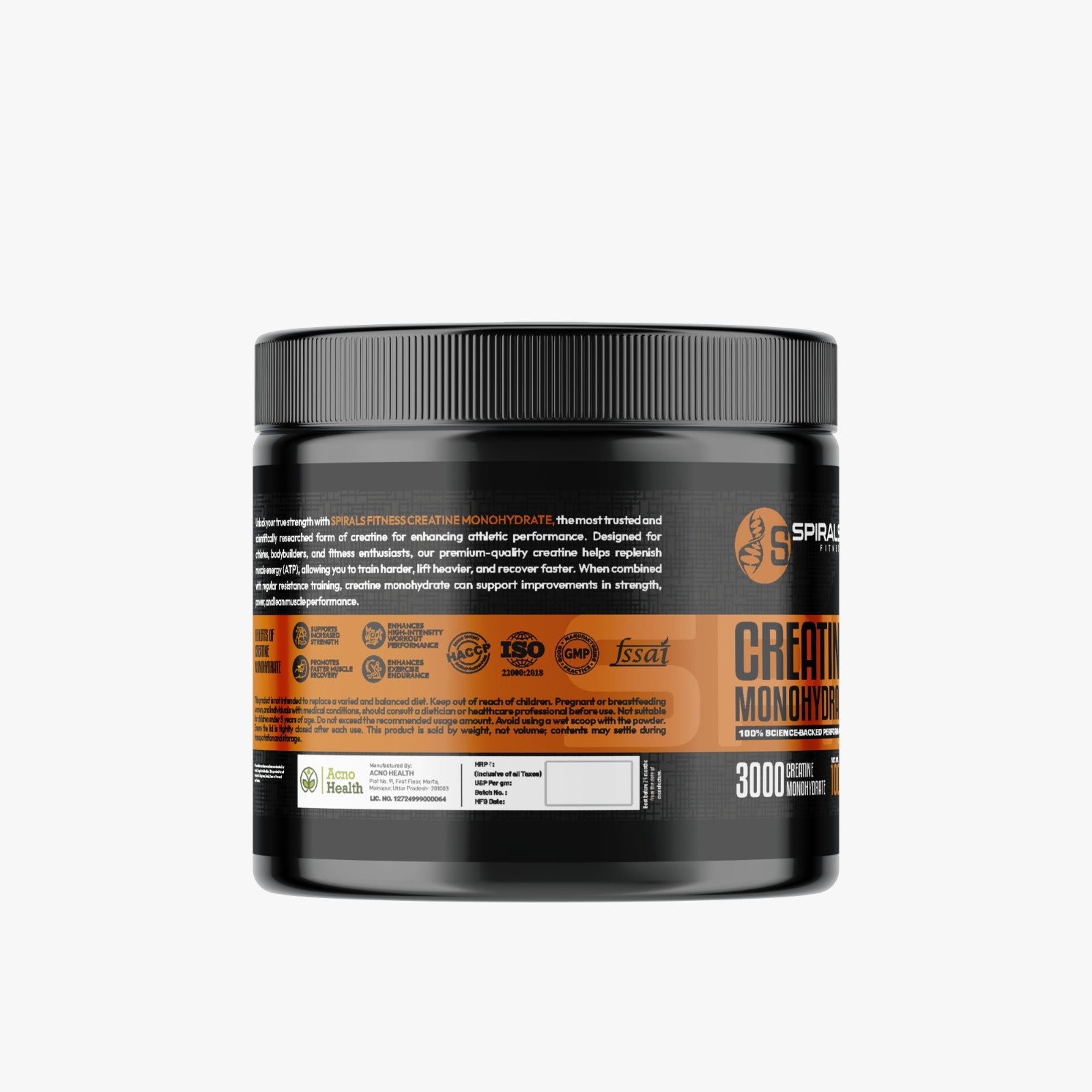 Spirals Fitness Creatine Monohydrate – Lemon 100g